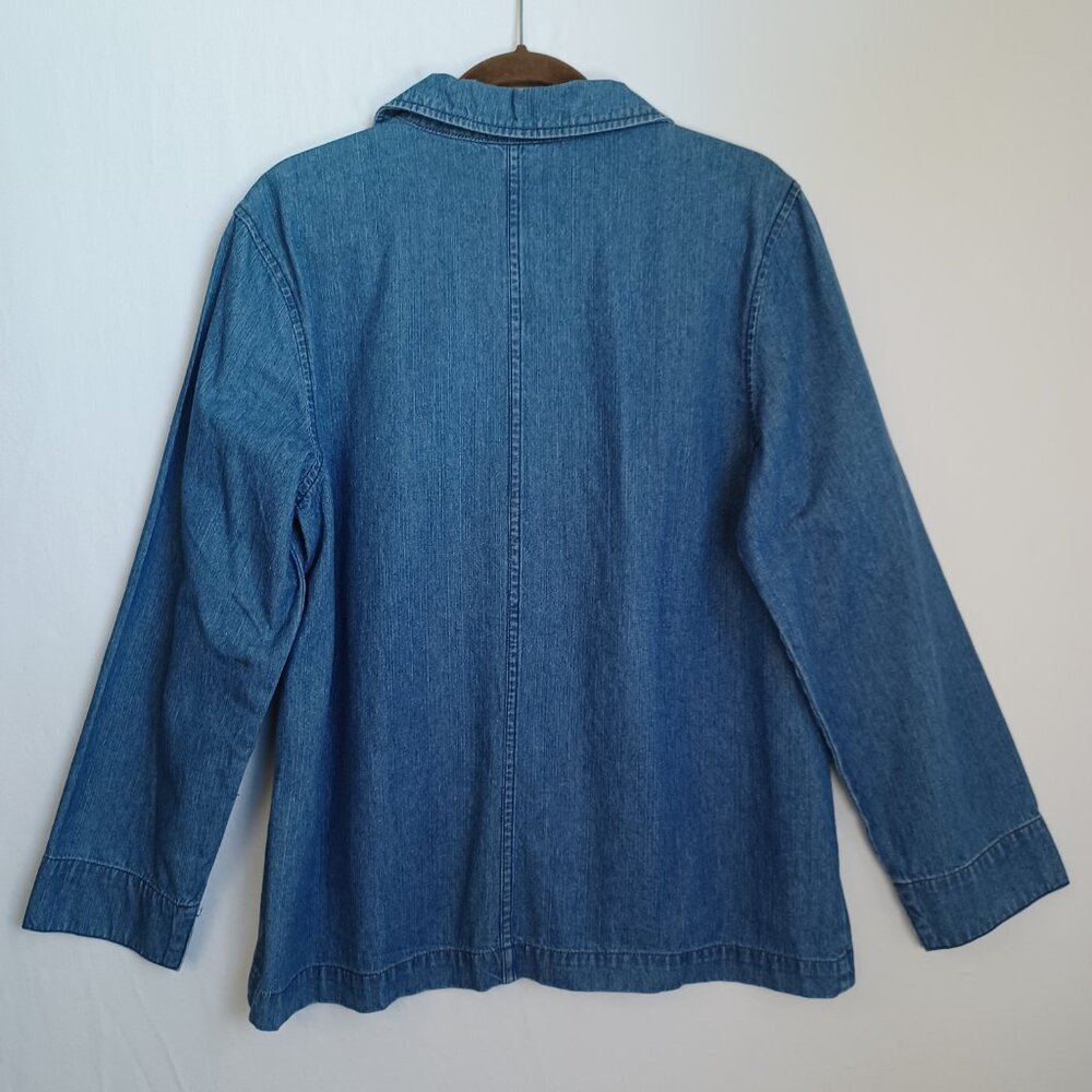 Classic Elements Denim Jacket Embroidered Barn Ch… - image 3